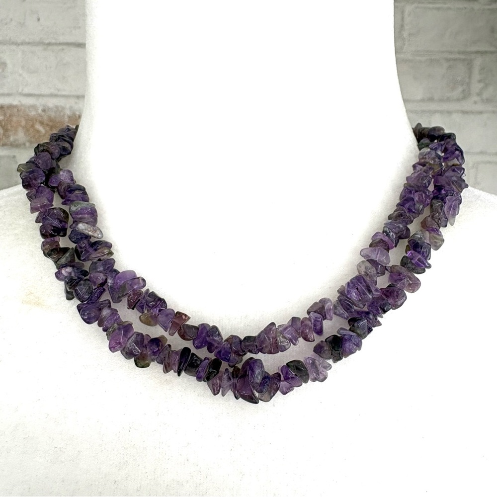 Amethyst Chip Tumbled Gem Stones Necklaces (D2)
